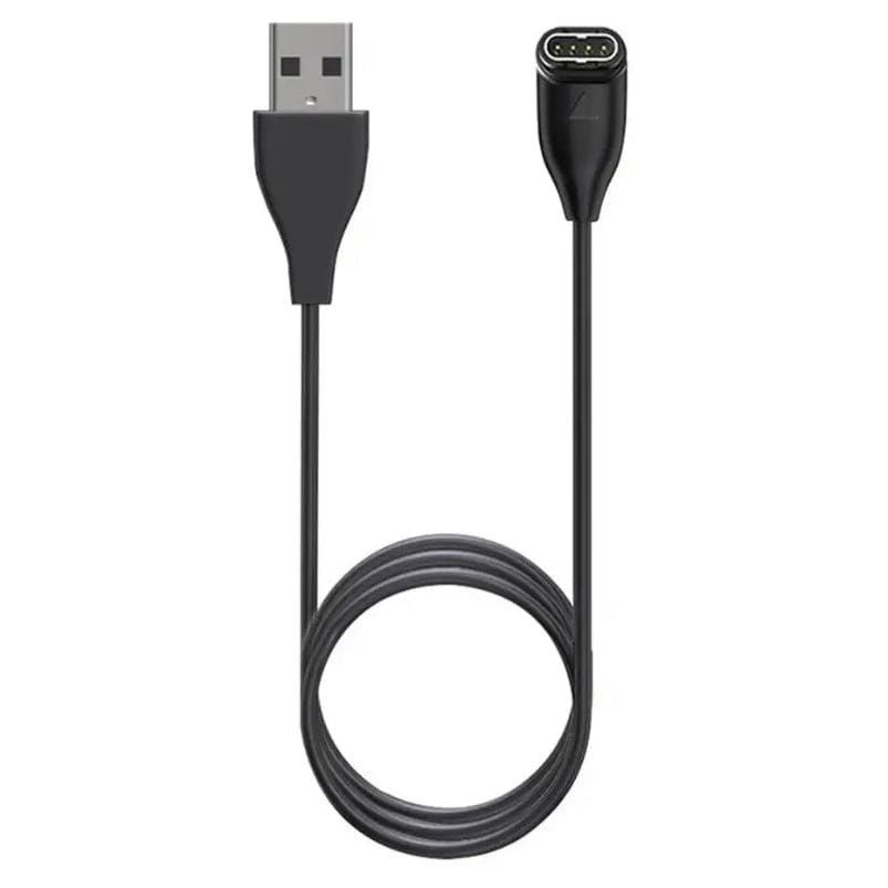 Garmin watch charger with 90-degree USB connector, compatible with Garmin devices, designed for secure charging.