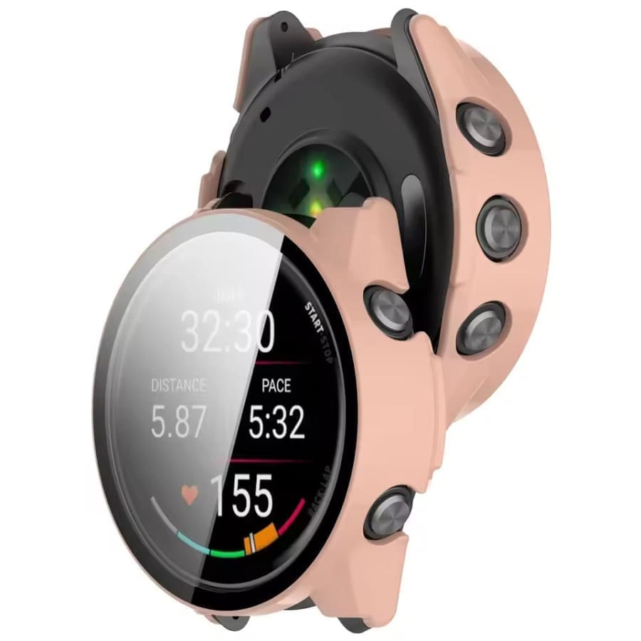 Pink protective watch case for Garmin Forerunner 970, designed to safeguard the smartwatch from scratches and impacts.