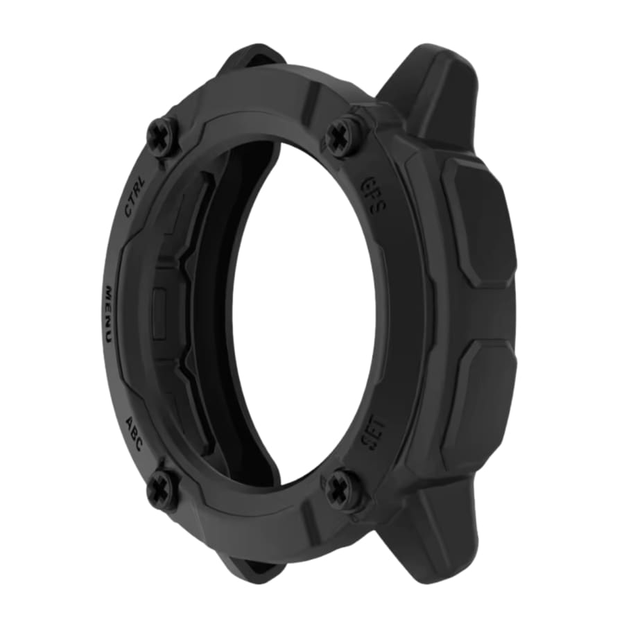 Black protective watch case for Garmin Instinct 2X Solar series, fits securely to safeguard the smartwatch.