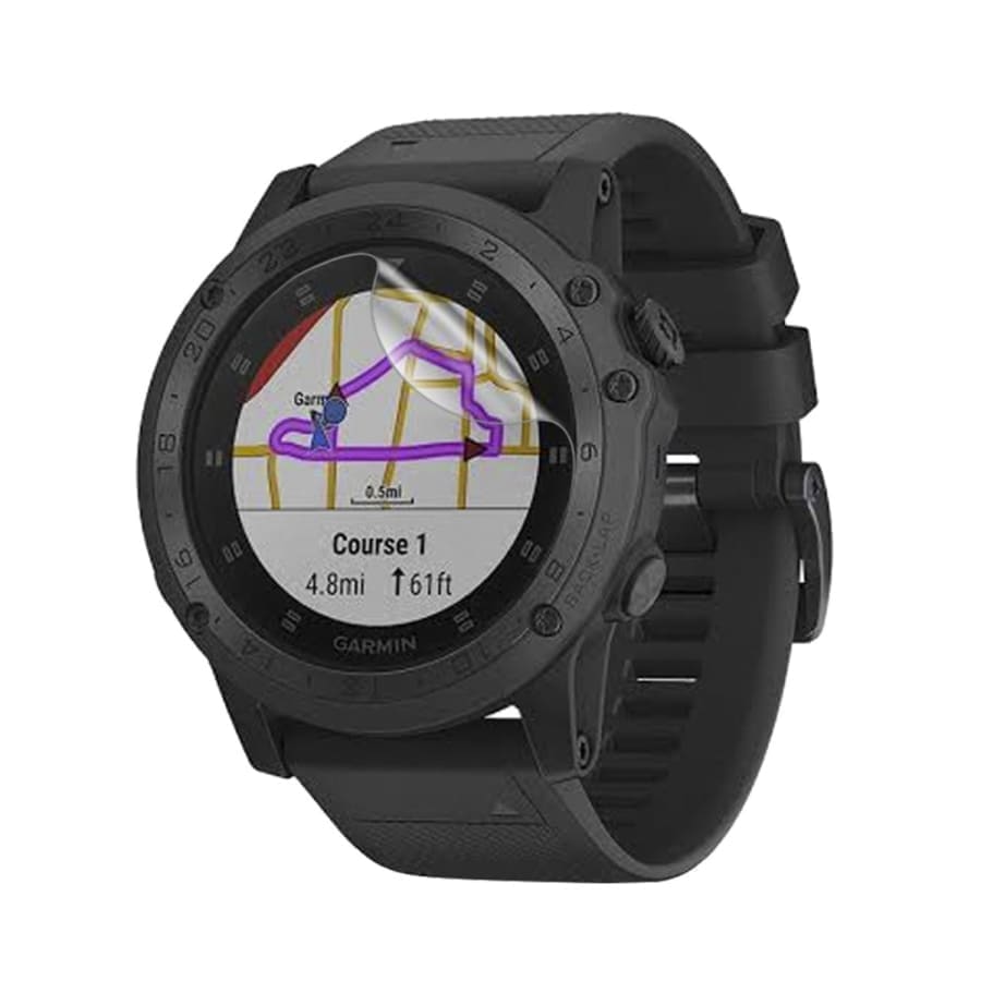 Hydrogel screen protectors for Garmin Tactix Charlie watch, pack of 6, showing protective film on watch face for durability.