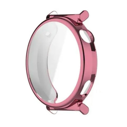 Pink protective watch case for Huawei GT5 46mm, designed to safeguard the smartwatch from scratches and impacts.