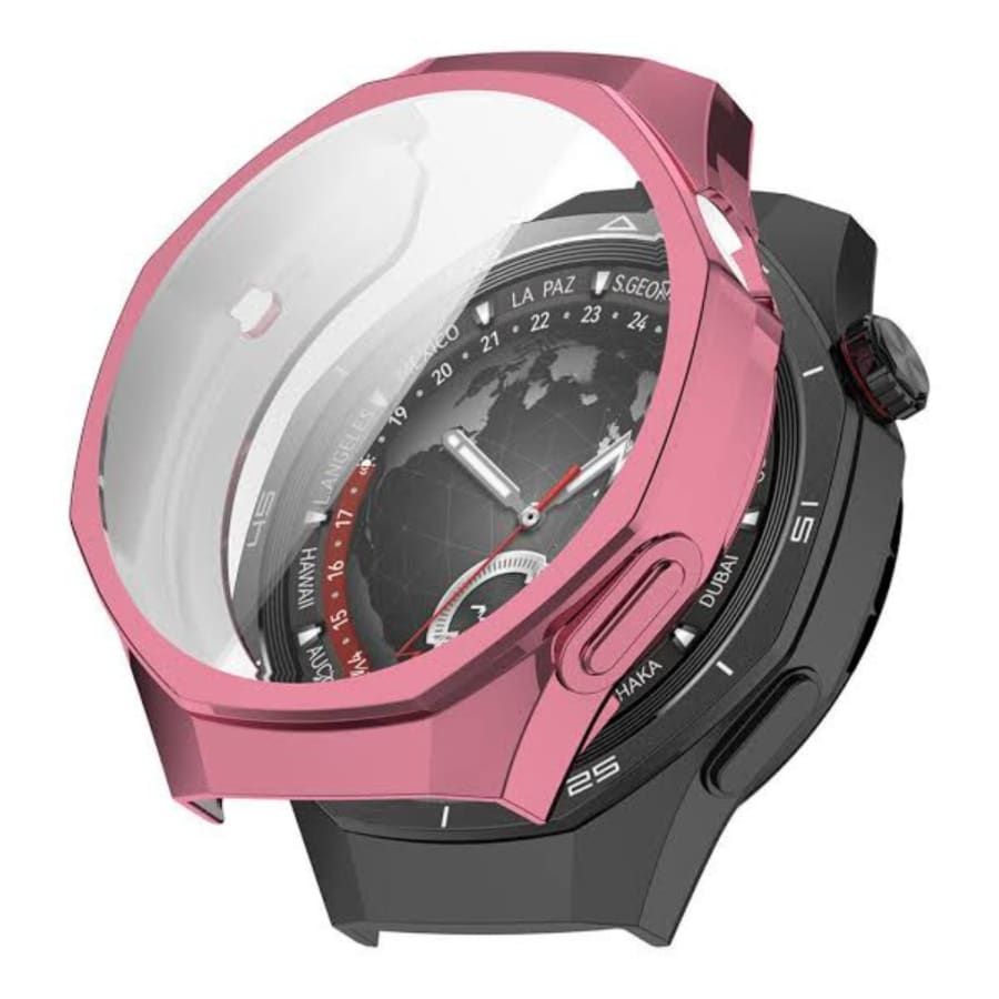 Pink protective watch case for Huawei GT5 Pro 46mm, designed to safeguard the smartwatch with a durable, stylish cover.