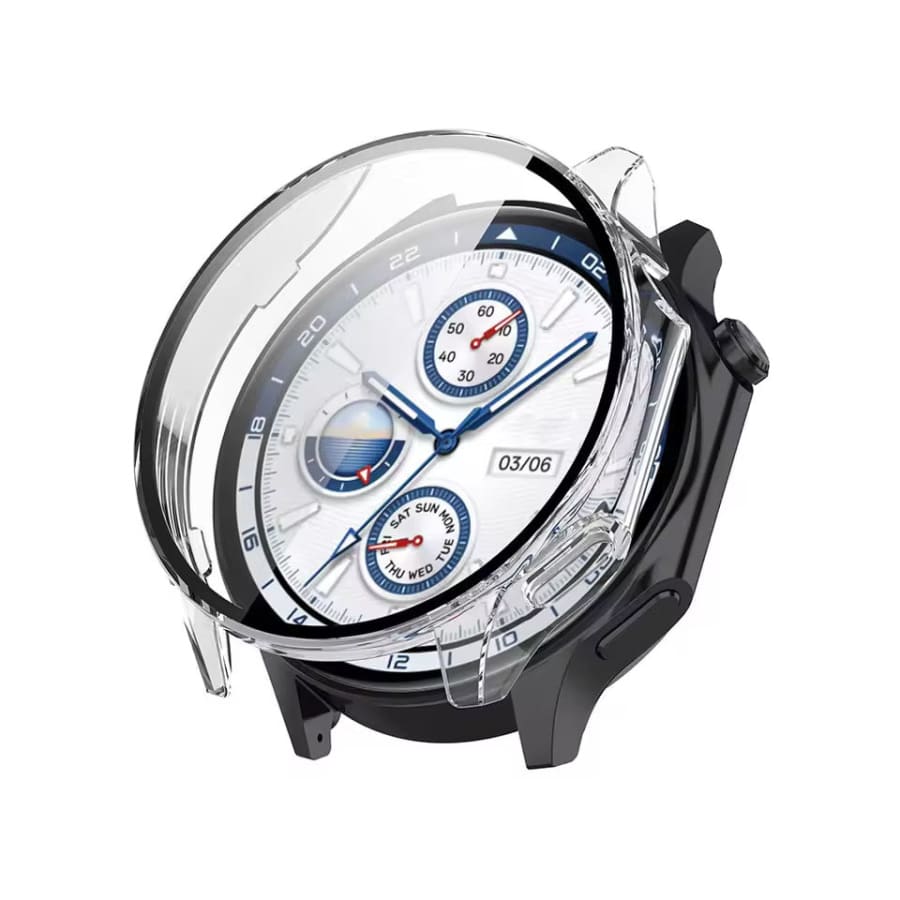 Clear protective case for Oppo Watch X, designed by That Watch Shop, showcasing the slim, transparent watch cover.