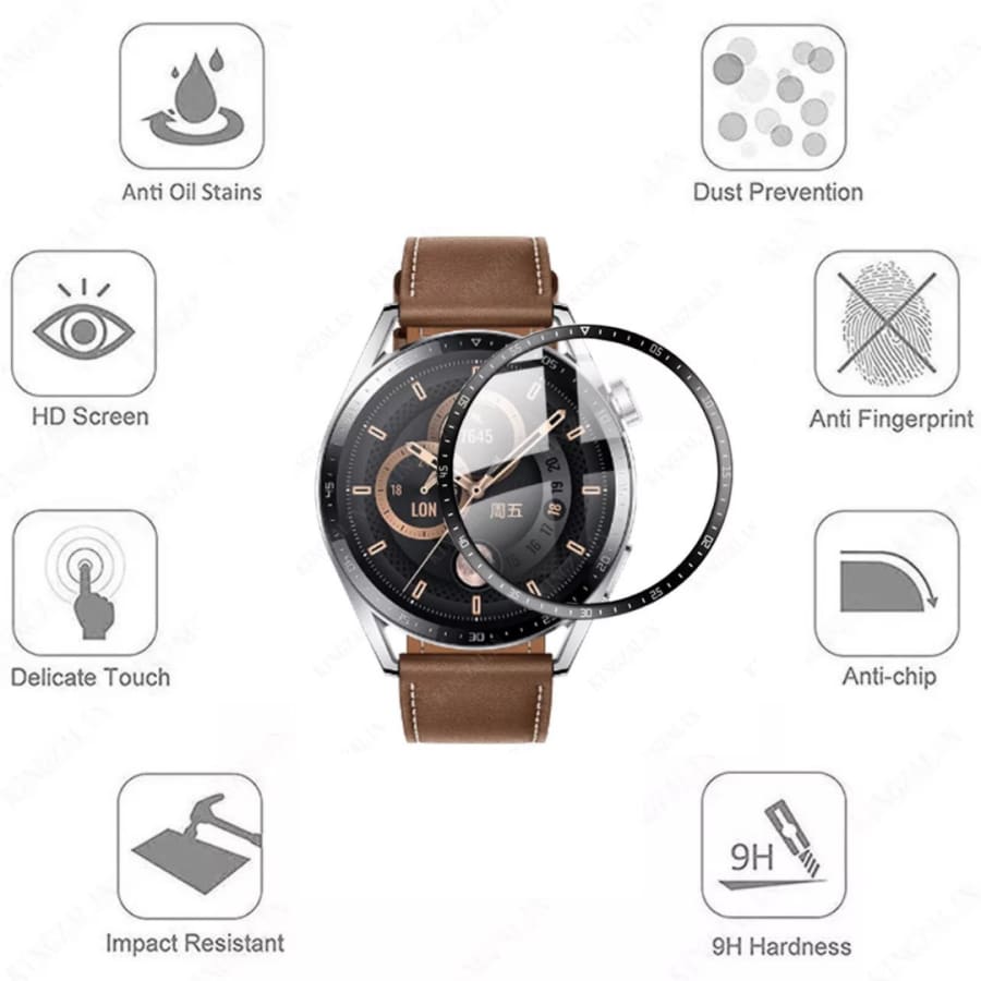 Huawei GT3 46mm watch screen protector by That Watch Shop, clear protective film on smartwatch display.