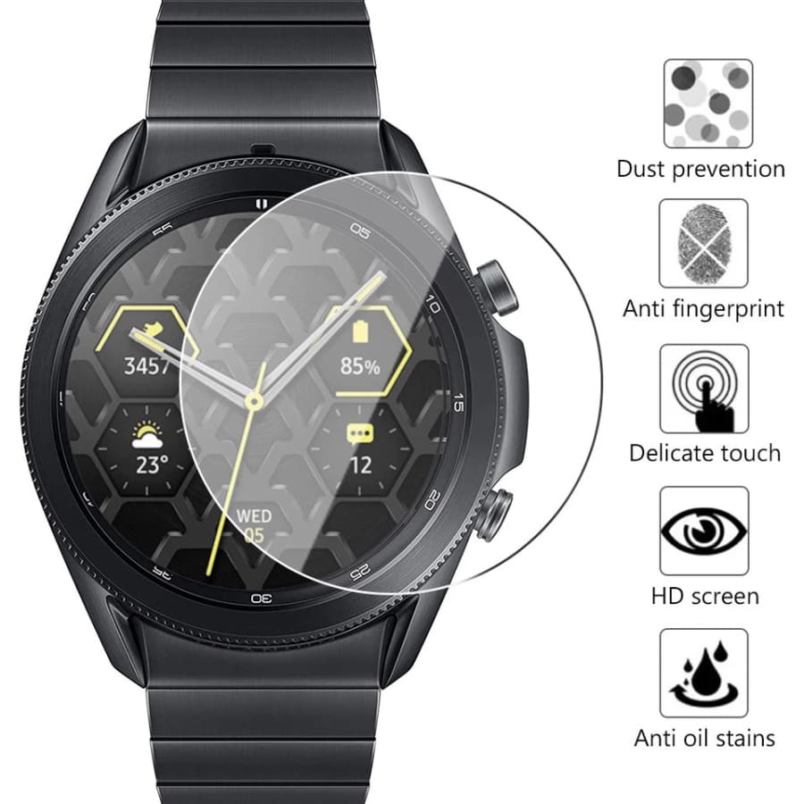 Samsung Galaxy Watch Gear S3 screen protector from That Watch Shop, clear protective film for watch display.