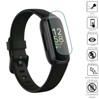 Six hydrogel screen protectors for Fitbit Inspire 3, designed to safeguard the watch screen from scratches and damage.