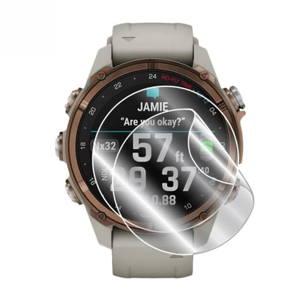 Hydrogel screen protectors for Garmin Descent Mk3i 43mm watch, pack of 6, protecting the watch face from scratches and damage.