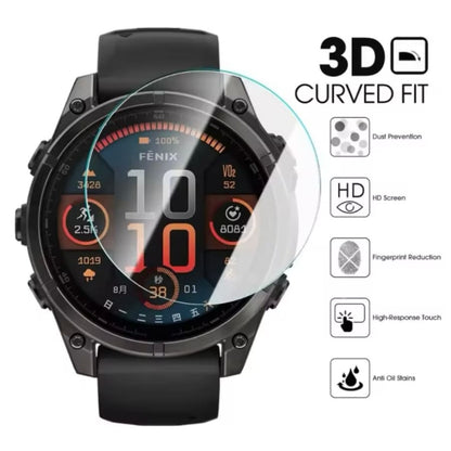 Garmin fenix 8 43mm series watch screen protector by That Watch Shop, clear protective film over smartwatch display.