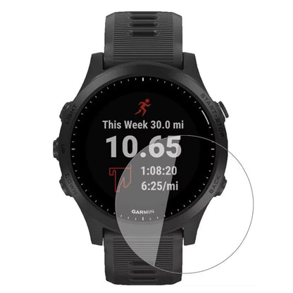 Clear screen protector for Garmin Forerunner 245 series watch, designed to protect the watch display from scratches and damage.