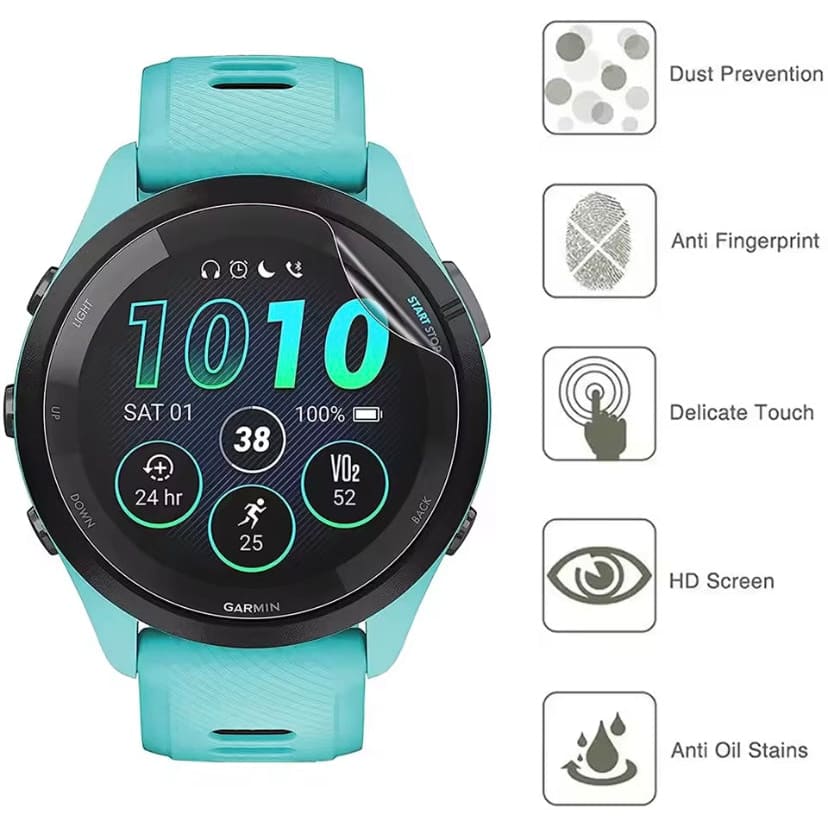 Hydrogel screen protectors for Garmin Forerunner 570 47mm, pack of 6, designed to protect watch screens from scratches and impacts.