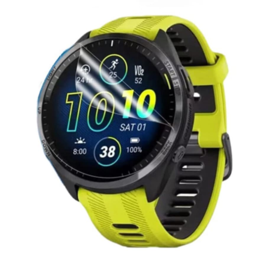 Hydrogel screen protectors for Garmin Forerunner 965 smartwatch, pack of 6, providing durable protection for the watch screen.