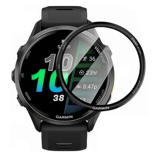 Pack of two Garmin Forerunner 970 watch screen protectors by That Watch Shop, clear protective covers for smartwatch screens.