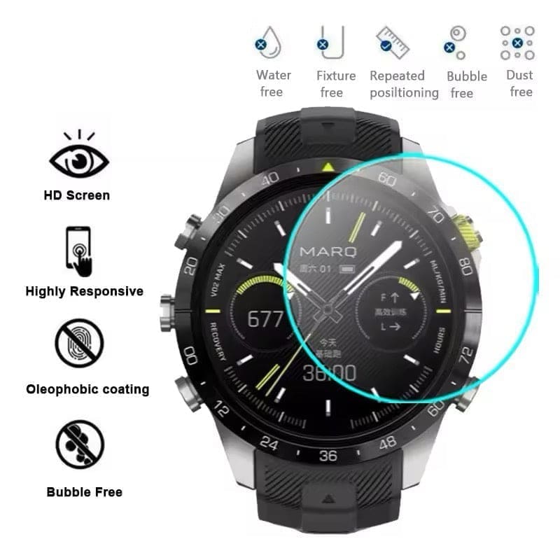Hydrogel screen protectors for Garmin MARQ Gen 2 series, pack of 6, protecting watch screens with clear, flexible film.