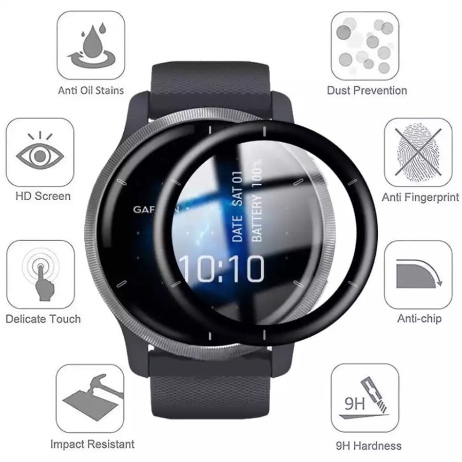 Pack of two Garmin Venu 2 watch screen protectors by That Watch Shop, clear protective film for smartwatch screens.