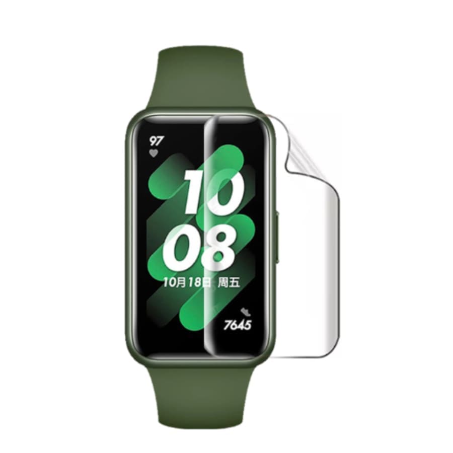 Six hydrogel screen protectors for Huawei Band 10, designed to shield the watch face from scratches and damage.