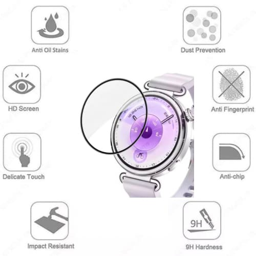 Pair of Huawei GT6 41mm watch screen protectors by That Watch Shop, designed to shield smartwatch screens from scratches.