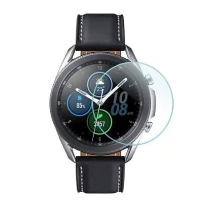 Two clear Samsung Galaxy Watch 3 45mm screen protectors by That Watch Shop, designed to shield the watch display.