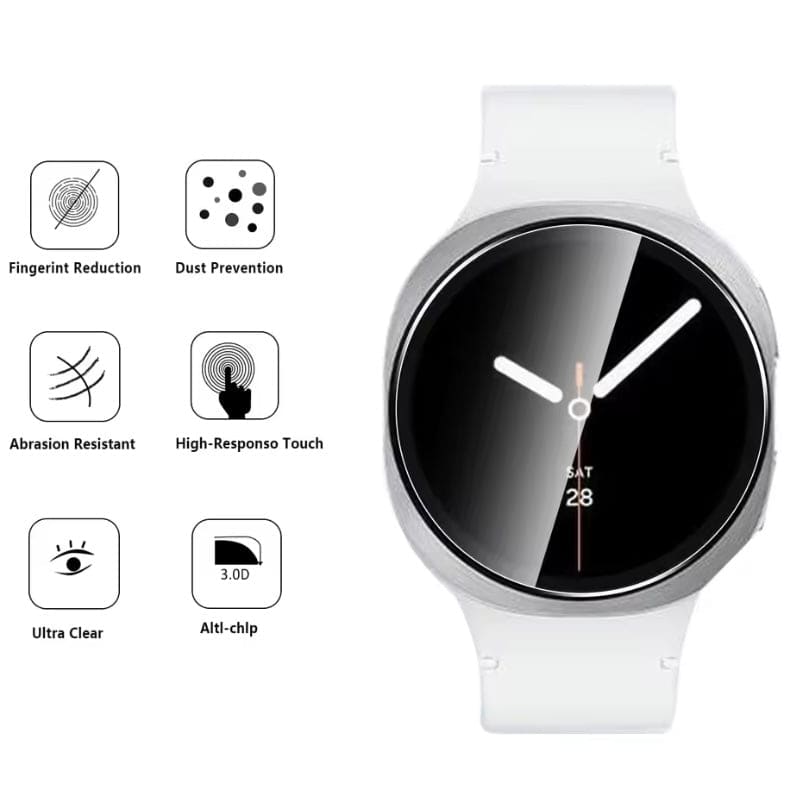 Clear screen protector for Samsung Galaxy Watch 8 40mm, protective film covering the watch face with a transparent finish