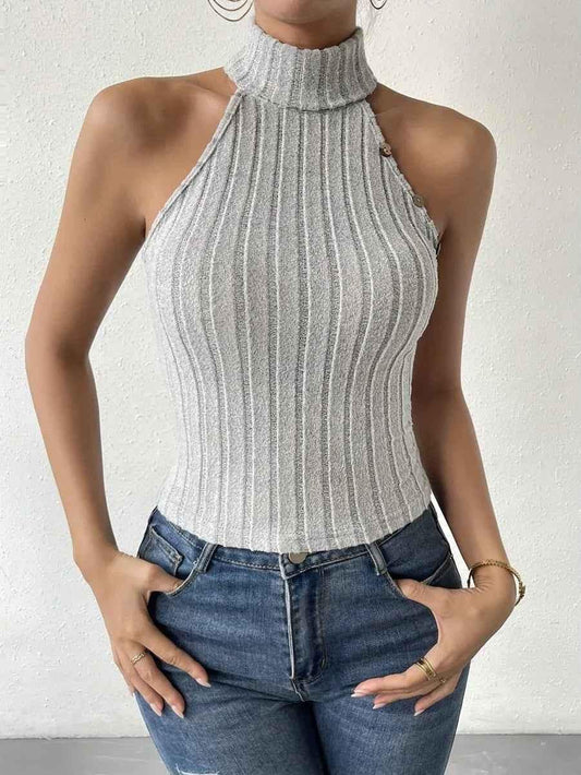 Tight Ribbed Knit Top for Women