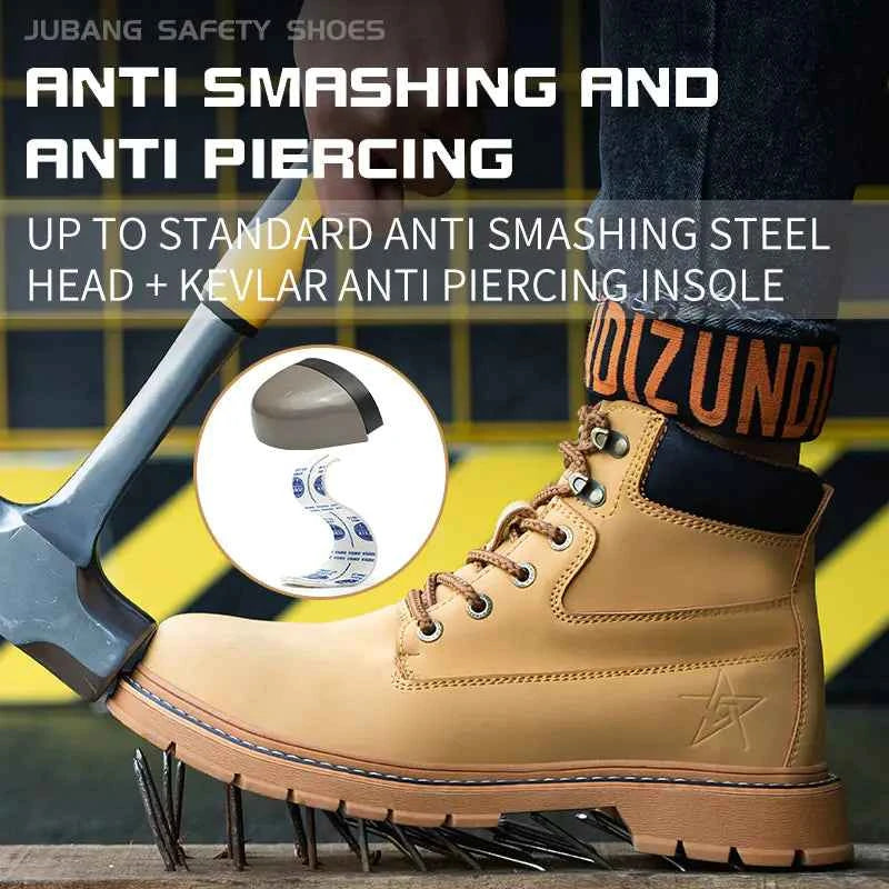 Men's Waterproof Steel-Toe Winter Plush Safety Boots