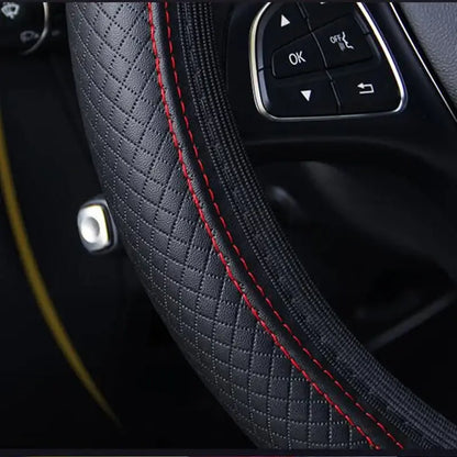 Universal 37/38cm Non-Slip Embossed Leather Car Steering Wheel Cover (3 colours available) Habicare