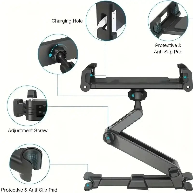 Universal Car Headrest Tablet & Phone Holder Mount (Black & Red) Habicare
