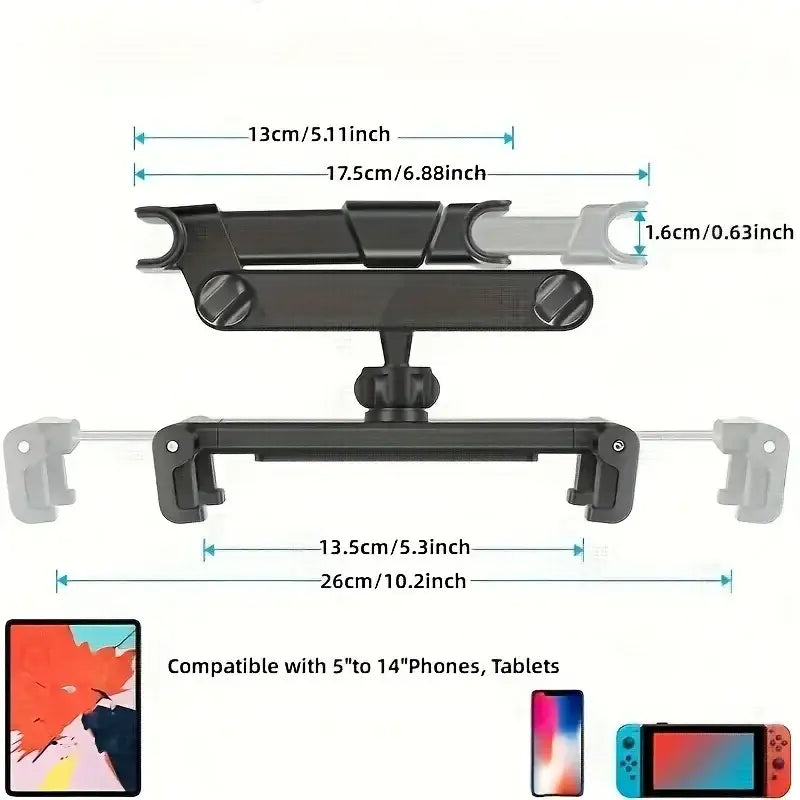 Universal Car Headrest Tablet & Phone Holder Mount (Black & Red) Habicare