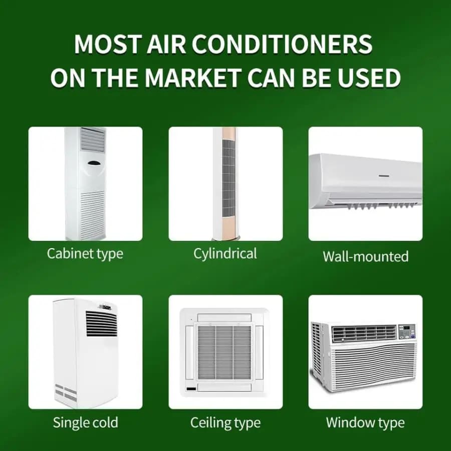 9eight5 universal heat pump remote control for electronics, featuring buttons and display for easy climate management.