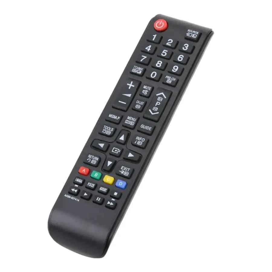 9eight5 Universal Smart TV Remote control with multiple buttons for easy TV operation, designed for universal electronics use.