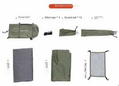 BlackDeer Double Layer Camping Tent - 2-3 Person Waterproof 3/4 Season Shelter with Aluminum Poles