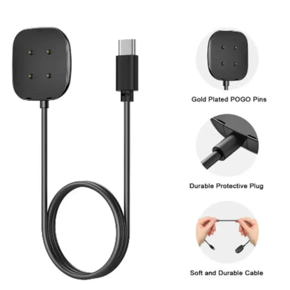 Charger Dock for Fitbit Versa 3/4 & Sense 1/2 (USB & Type C) Habicare