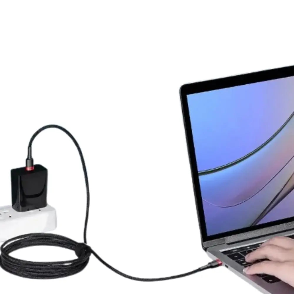 Habicare 9eight5 USB-C PD charger cord for iPhone 15, 16, and MacBook, showing the sleek black cable with USB-C connector.
