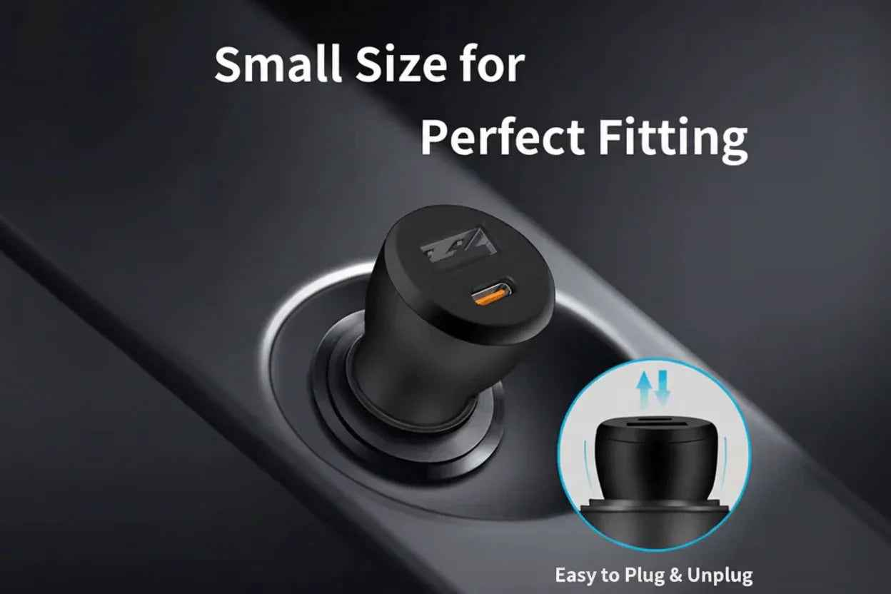 Car Charger Type-C and USB Fast Charging Mobile Adapter