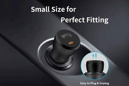 Car Charger Type-C and USB Fast Charging Mobile Adapter