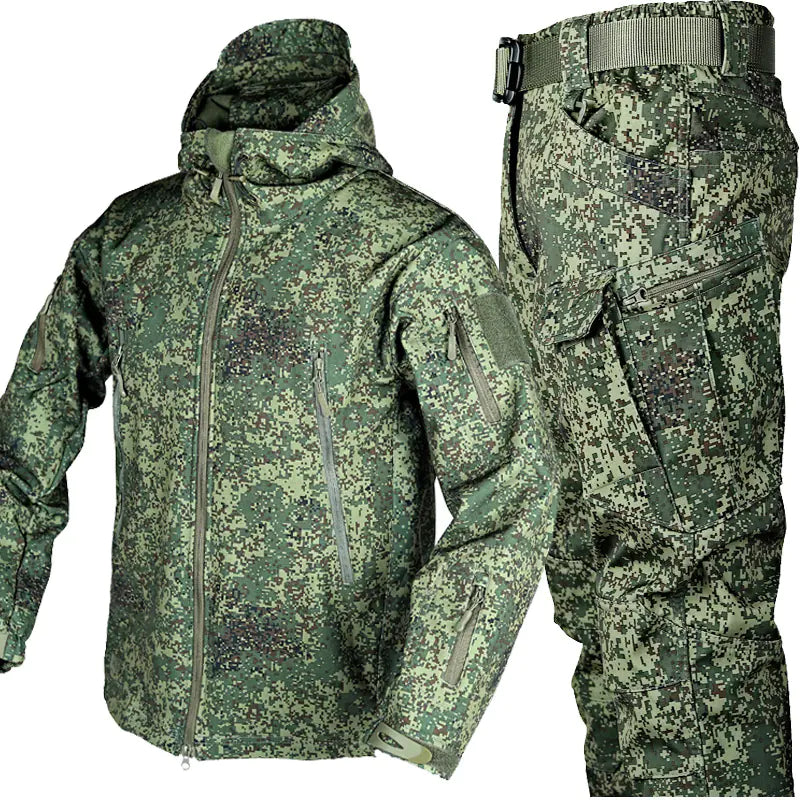 Outdoor Shark Skin Warm Camouflage Jacket and Pants Set - Tactical Softshell Fleece-Lined | Military Style Mead's Supply & Equipment Outfitters limited