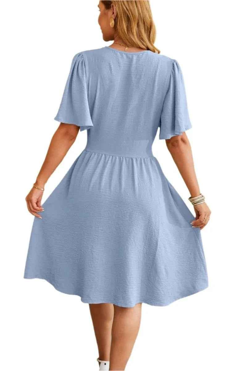 Velora Chic. Elegant V-Neck Dress.