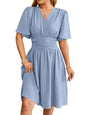 Velora Chic. Elegant V-Neck Dress.