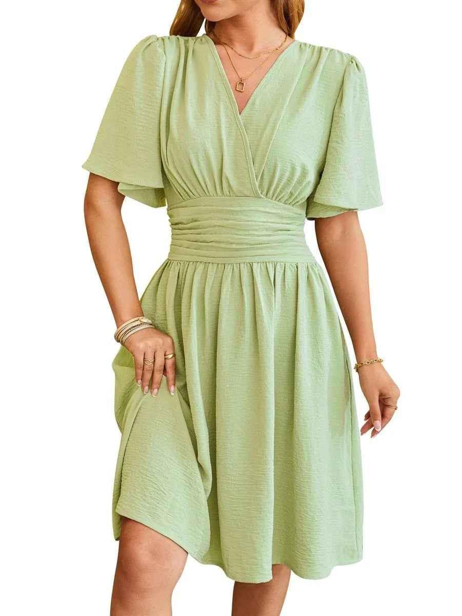 Velora Chic. Elegant V-Neck Dress.