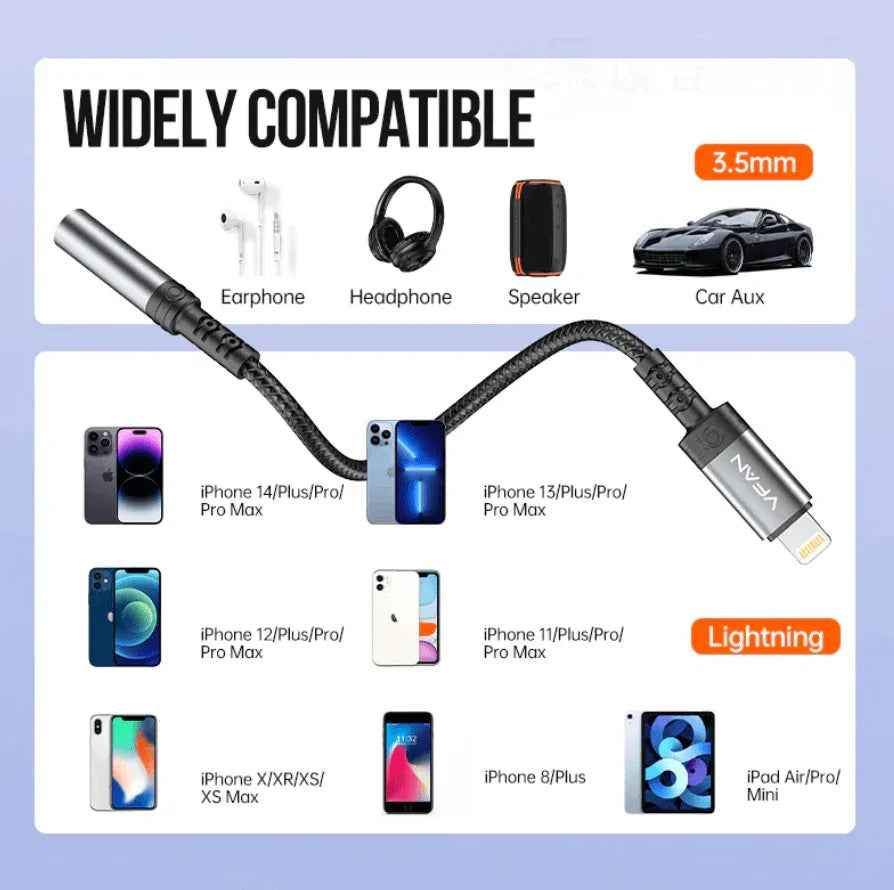 Vipfan Lightning to 3.5mm Audio Jack Adaptor