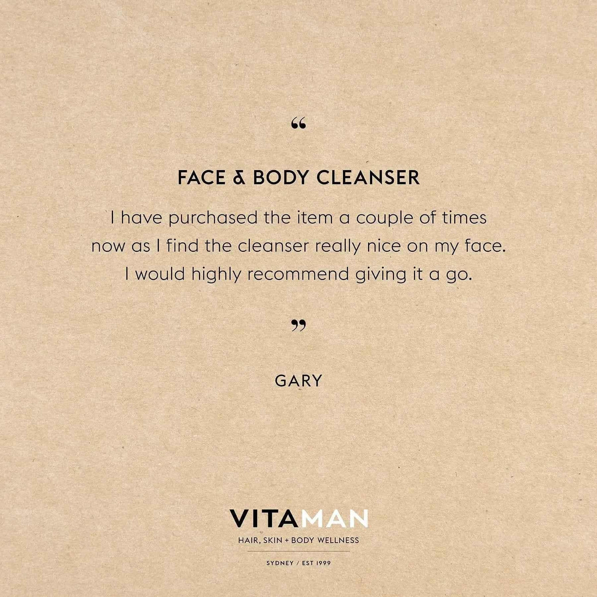VITAMAN Australia face and body cleanser in a white bottle with a pump dispenser, suitable for facial skin care.