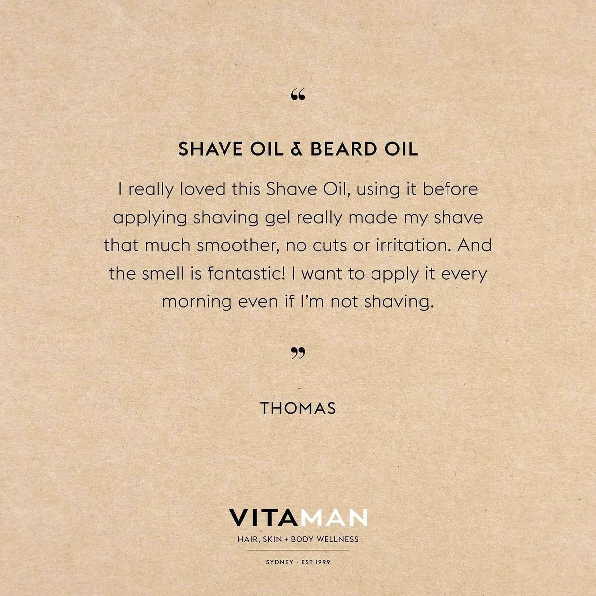 VITAMAN Australia shave and beard oil, natural grooming product for smooth shave and healthy beard care.