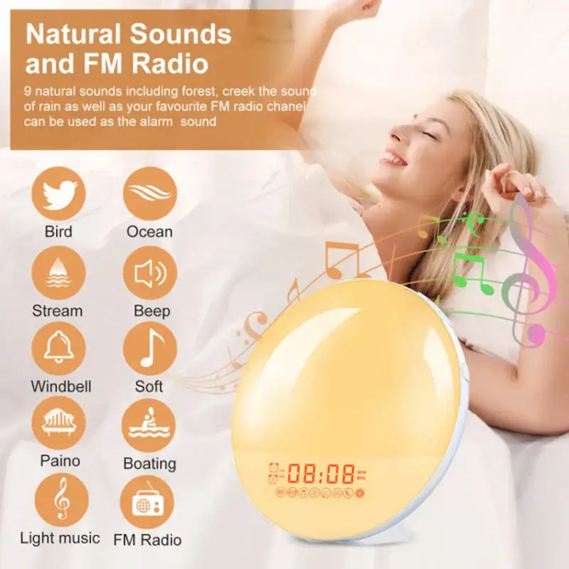 Wake-Up Light Alarm Clock – Sunrise/Sunset Simulation Habicare