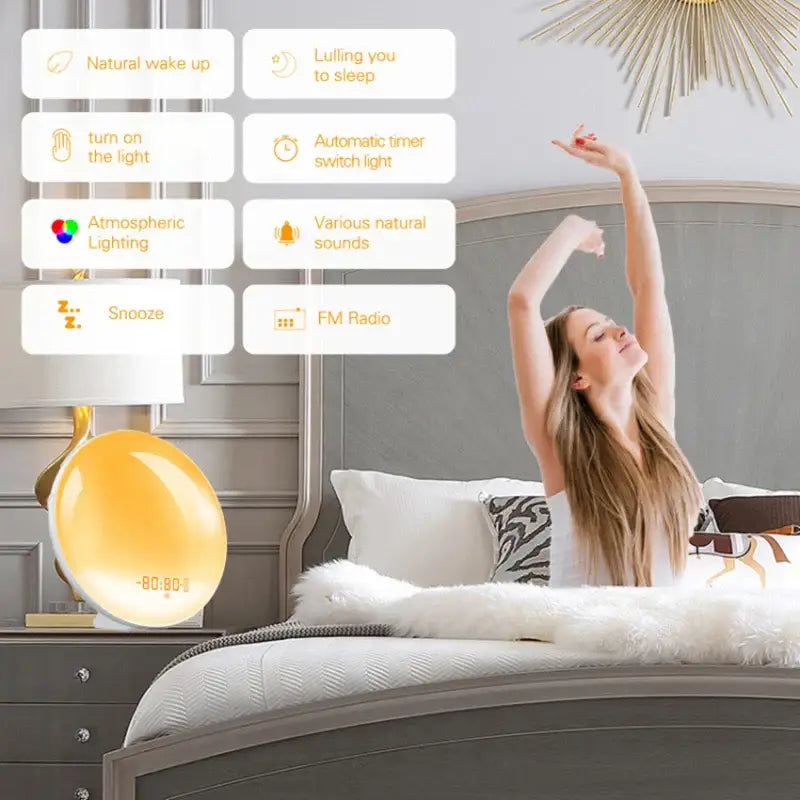 Wake-Up Light Alarm Clock – Sunrise/Sunset Simulation Habicare