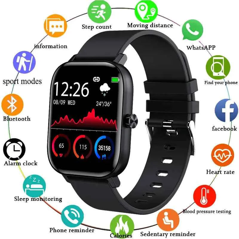 Unisex Waterproof Smart Watch for All Activities - Bluetooth Fitness Tracker with Health Monitoring