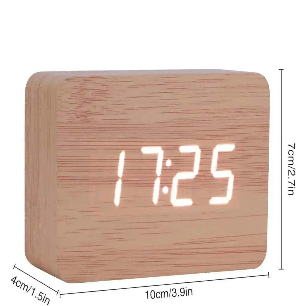 Wooden LED Digital Alarm Clock with Temperature Display & Night Light (4 colours available) Habicare