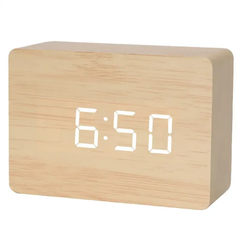 Wooden LED Digital Alarm Clock with Temperature Display & Night Light (4 colours available) Habicare