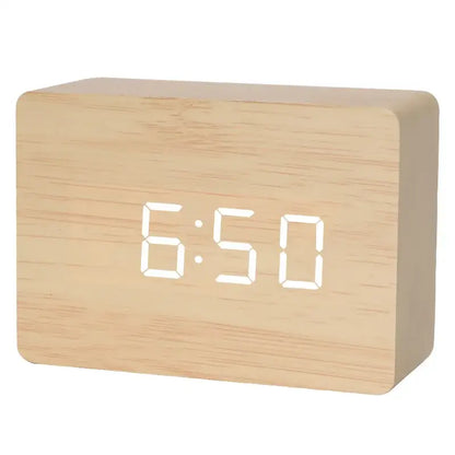 Wooden LED Digital Alarm Clock with Temperature Display & Night Light (4 colours available) Habicare