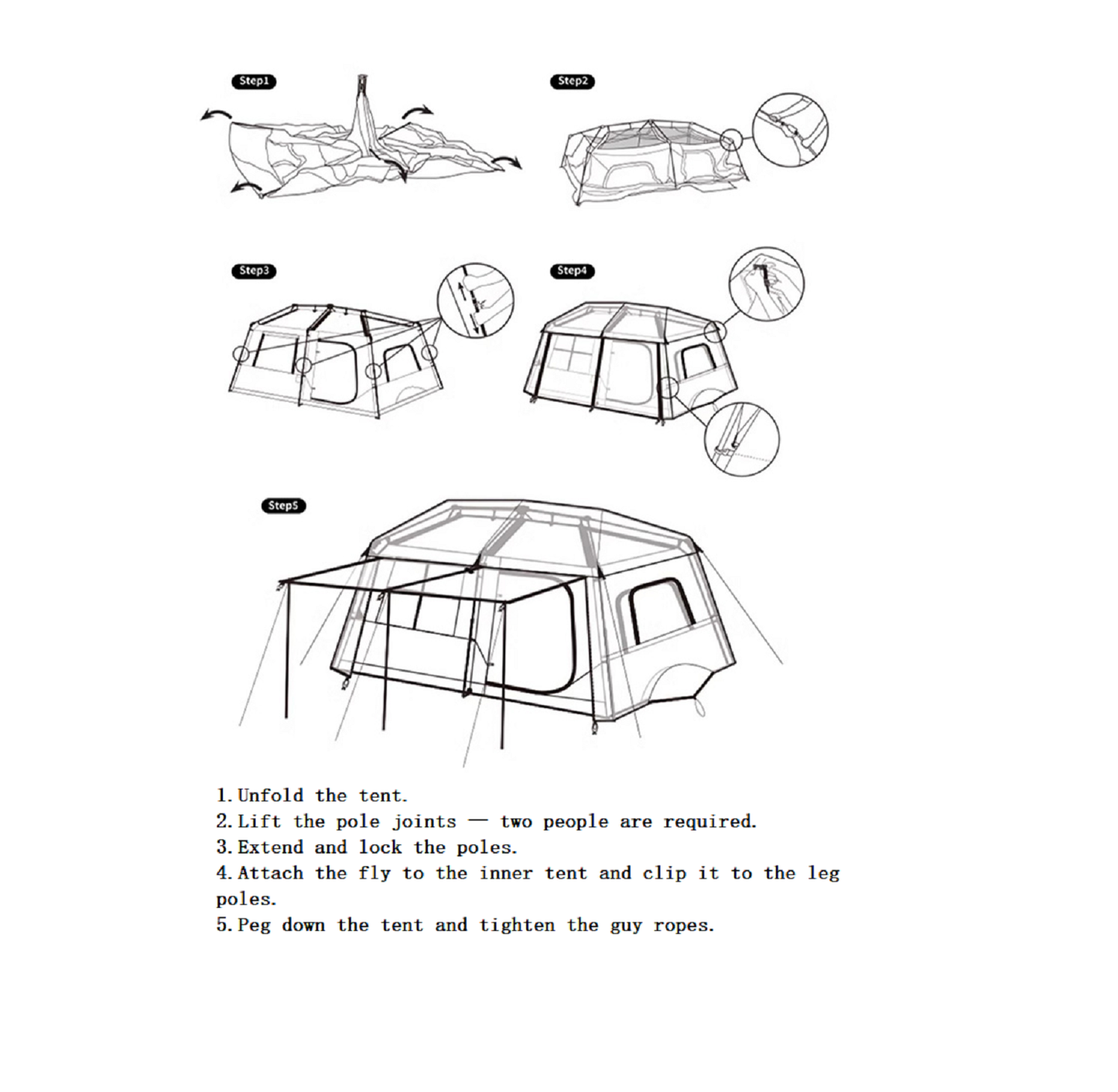 Family Tent Automatic Tent –Double Layers PU3000+ Waterproof,Two Bedroomsu LCF01620 ECOTREK