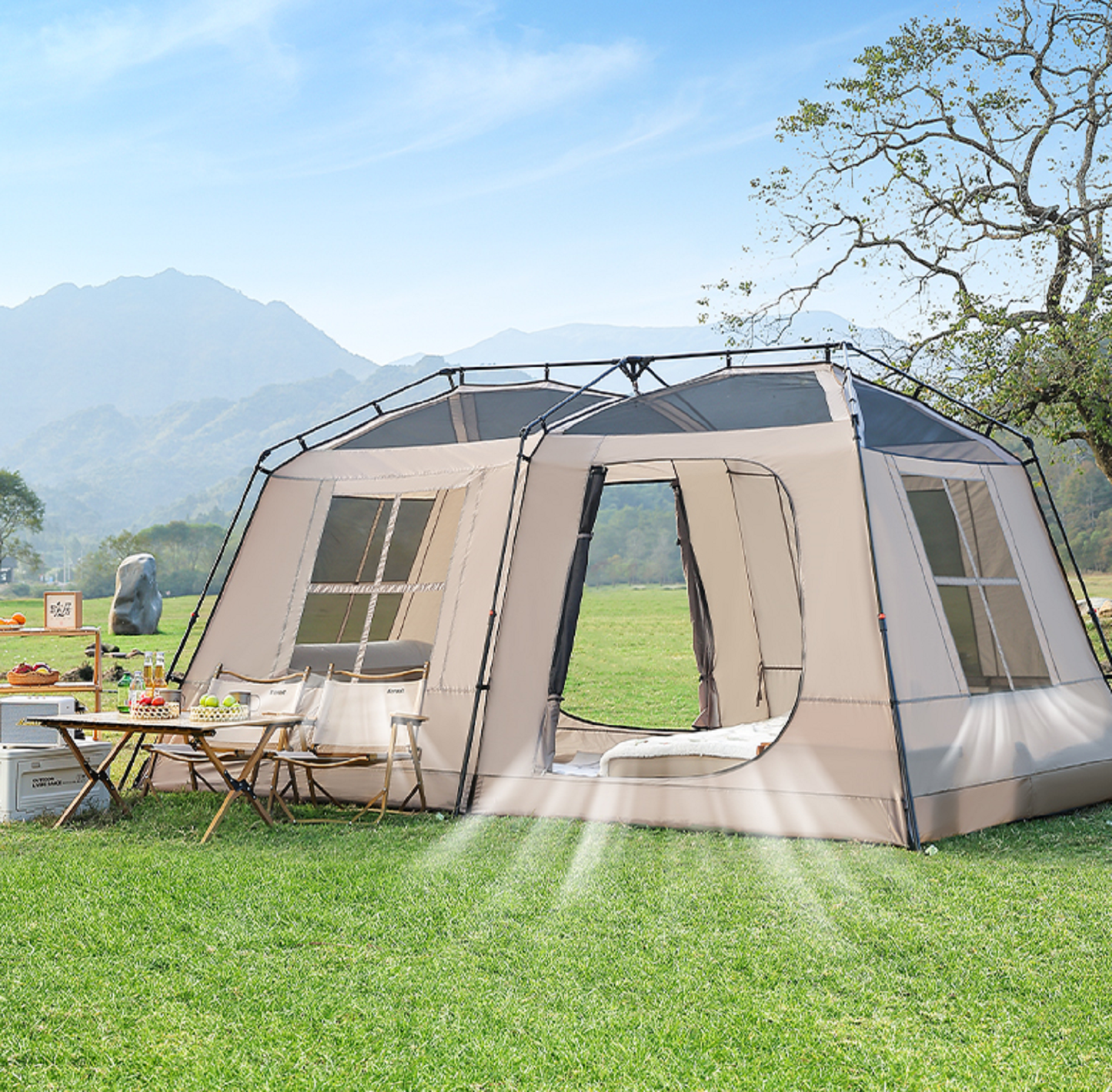 Family Tent Automatic Tent –Double Layers PU3000+ Waterproof,Two Bedroomsu LCF01620 ECOTREK