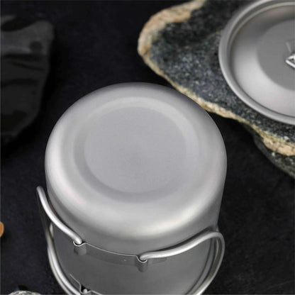Titanium Folding Cup for Camping - Collapsible Travel Mug with Lid | Ultralight Outdoor Drinkware